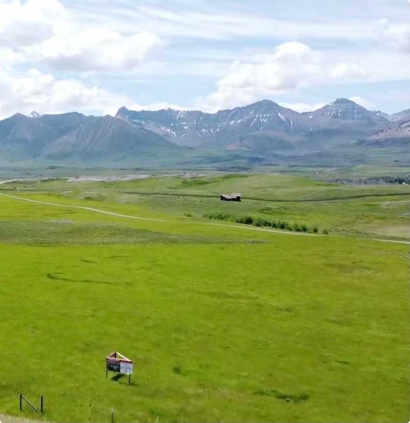 Meadow Birds eye view of a valley